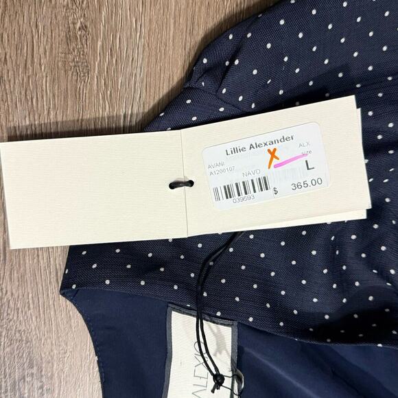 Alexis Avani Polka Dot Peplum Top NEW Size Large Navy $365 - Picture 4 of 10